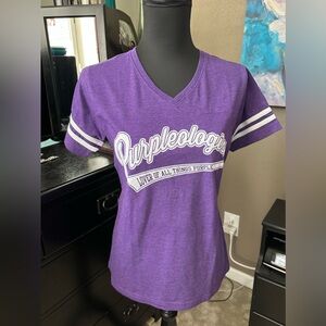 Women's Purple V-Neck Baseball Tee